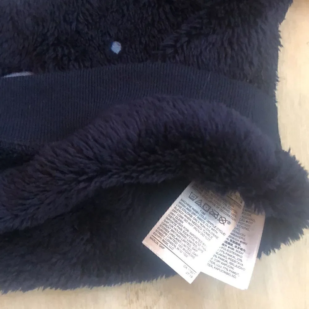 NWT Baby gap navy blue bear cozy lined hoodie